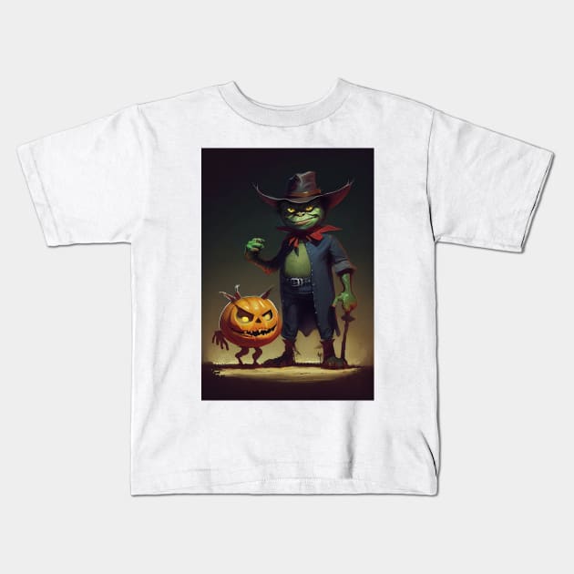 Troll with pet pumpkin Kids T-Shirt by dholzric